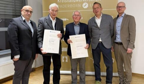 Diamantener Meisterbrief für Willi Waldhoff und Hannes Schwede