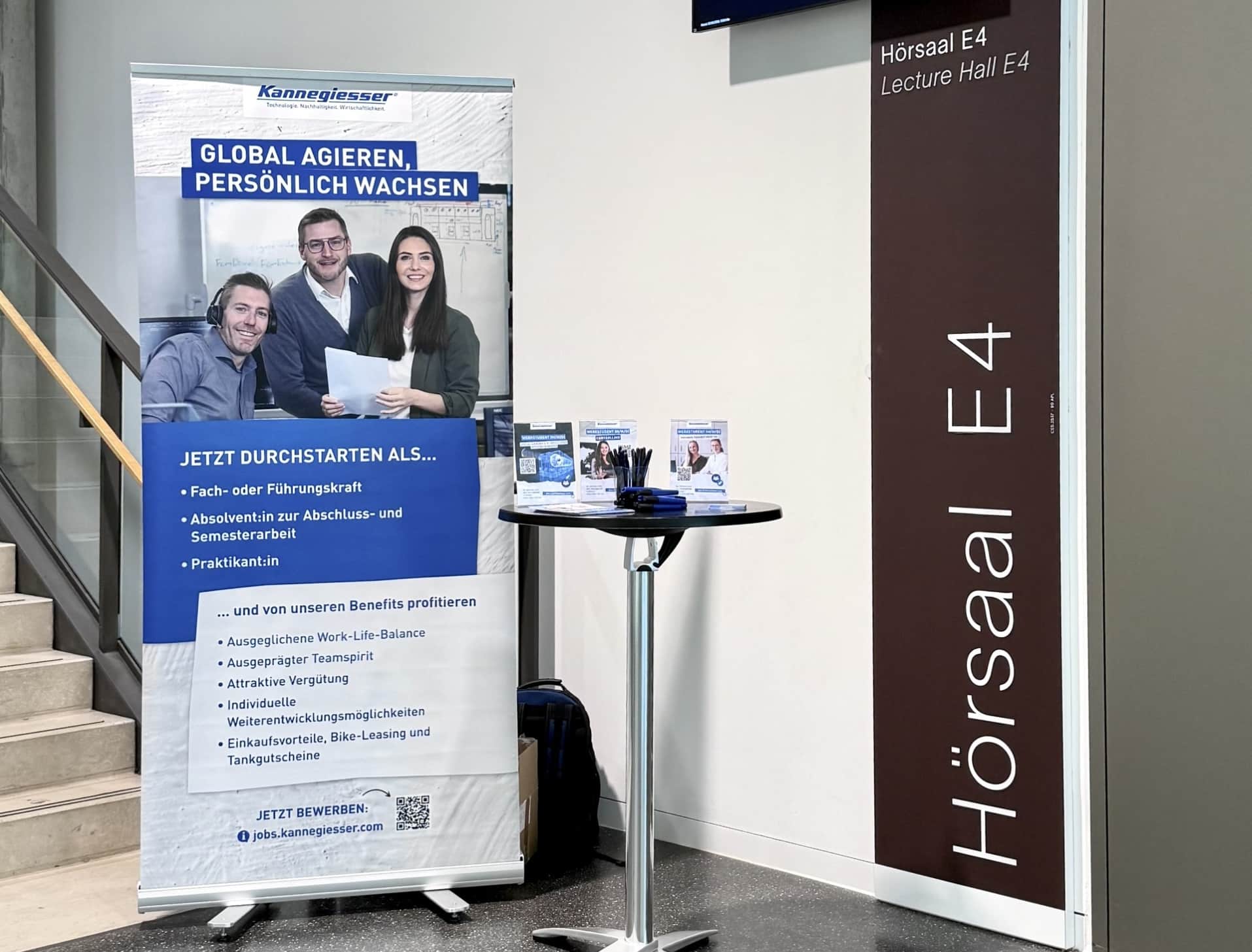 Kannegiesser zu Gast an der HSBI: In H&ouml;rsaal 4 fand der Vortrag statt. Kannegiesser bietet Studierenden zudem die M&ouml;glichkeit, an Werksbesichtigungen am Hauptstandort in Vlotho teilzunehmen. Foto: Kannegiesser