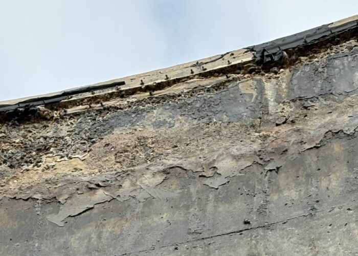 mmm owl-koegel-bau-bad oeynhausen-bausanierung-biogas-anlage-fermentierer-schaden-behoben-pr Beschädigter Betonbereich am Fermenter einer Biogasanlage in Worpswede